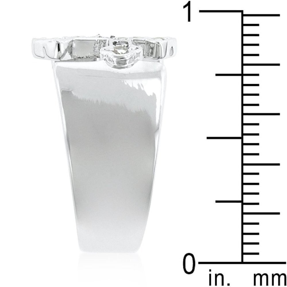 Divine Christian Open Band Cz Clear Cross Silver Brass Ring - Picture 5 of 9